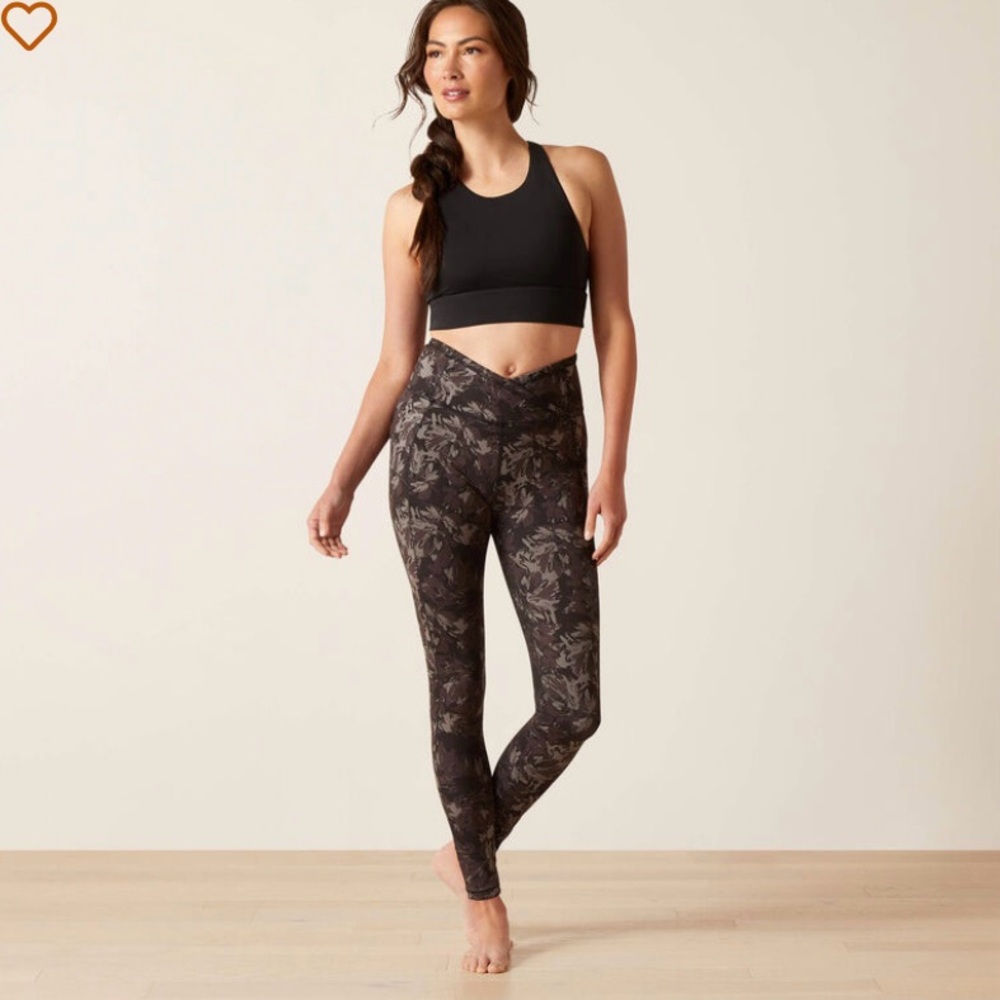 ARIAT EOS ETCH HALF GRIP FULL LENGTH RIDING TIGHTS IN BLACK FLORAL SZ LARGE - Picture 3 of 10